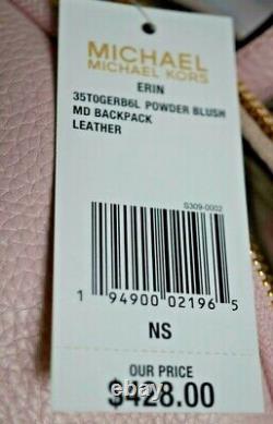 NWT MICHAEL KORS ERIN Studded MEDIUM BACKPACK Bag In POWDER BLUSH Leather