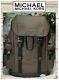 Nwt Michael Kors Mens Cooper Pocket Rucksack Backpack In Brn Blk Mk Sig Leather