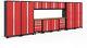 Newage Bold 24-gauge Welded Steel Bamboo Worktop Cabinet Set In Red (14-piece)