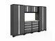 Newage Bold 3.0 Cabinet 7 Piece Set Gray Doors Stainless Steel Top Workbench
