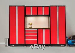 NewAge Bold 3.0 Series Cabinets Workbench 7 PC Set Red with Stainless Steel Top