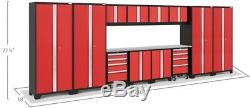 NewAge Products Bold 3.0 24-Gauge Welded Steel Garage Cabinet Set Red (14-Piece)