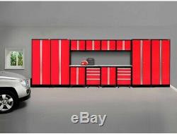 NewAge Products Bold 3.0 24-Gauge Welded Steel Garage Cabinet Set Red (14-Piece)