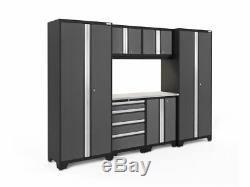 NewAge Products Bold 3.0 Cabinets Workbench 7 PC Set Gray Stainless Steel