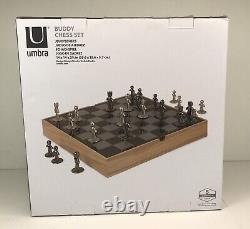 New Factory Sealed Umbra Chess Set Cabinet Buddy Stainless Steel Modernist
