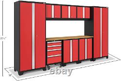 Newage Products Bold Series Red 9 Piece Set, Garage Cabinets, 50608