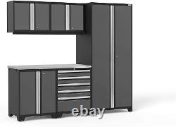 Newage Products Pro Series Gray 6 Piece Set, Garage Cabinets with Stainless Stee