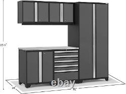 Newage Products Pro Series Gray 6 Piece Set, Garage Cabinets with Stainless Stee