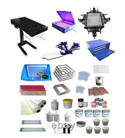 Newest Full Set 4-1 Color Screen Printing Kit Multicolor Printing for T-Shirt US