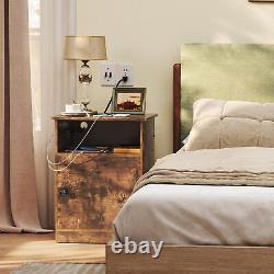 Nightstand Set of 2 Side End Table 2 Drawers Bedside Cabinet withUSB & Power Ports