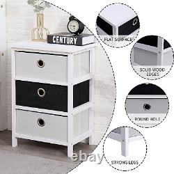Nightstand Set of 2 Side Table with Drawer Assemble Storage Cabinet Bedroom Beds