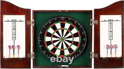 Outlaw Free Dartboard and Cabinet Set, Cherry Finish