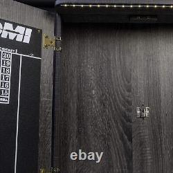 Paris Bristle Dartboard Cabinet Sets Includes LED Lighting, Rustic Grey