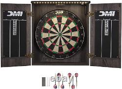 Paris Lighted Set Dartboard Cabinet-Bristle, Rustic Grey