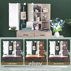 Particleboard Triamine Veneer 5 Pumps Mirror Cabinet Dressing Table Set Grey