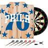 Philadelphia 76ers Nba Dartboard Cabinet Set With 6 Steel Tip Darts Scoreboard