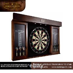 Premium 40 Dartboard Cabinet Set, LED Lights, Steel Tip Darts, Brown/Black