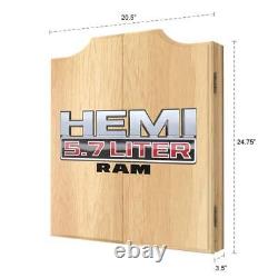 RAM Dart Board H24.75 x W20.50 x L3.50 Cabinet Set + Scoreboard Steel Wood