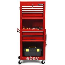 Red 6-Drawer Rolling Tool Chest Cabinet Toolbox Combo Set Kit Locking With Riser