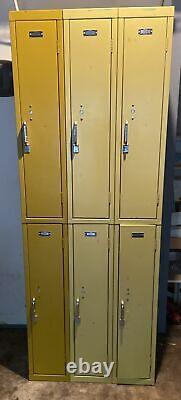 SET Of 6 Interior Brand YELLOW VINTAGE GYM LOCKERS Clev Oh Numbered 72x27x9