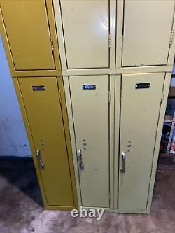 SET Of 6 Interior Brand YELLOW VINTAGE GYM LOCKERS Clev Oh Numbered 72x27x9