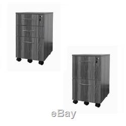 Safco Office Pedestal Filing Cabinets in Gray Steel (Set of 2)