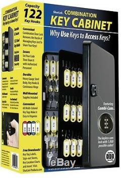 Safety Keys 122 Key Hooks Cabinet Steel Box with Tags Label Lock Code Set NEW