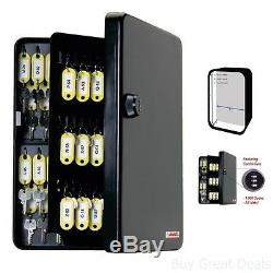 Safety Keys 122 Key Hooks Cabinet Steel Box with Tags Label Lock Code Set New