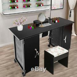 Salon Nail Art Technician Steel Frame Manicure Table Desk Set Cabinet Lockable