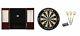 Set Bristle Dartboard + Mahogany Steel Tip Cabinet + Rainbow 90% Tungsten Darts