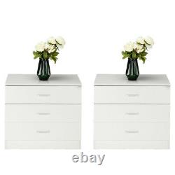 Set Of 2 Bedroom Nightstand Storage D 3 Drawers Cabinet Bedside Furniture white