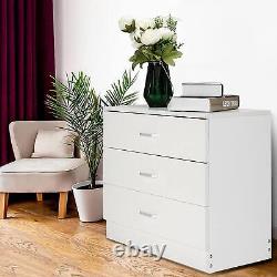 Set Of 2 Chest of Drawers Dresser 3 Drawer Cabinet Bedroom Storage Organizer