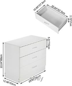 Set Of 2 Nightstand 3-Tier Drawers Dresser Storage Bedroom Bedside Cabinet