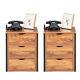Set Of 2 Nightstand Tall End Table Storage Wood Cabinet Bedroom 3 Drawer Storage