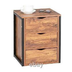 Set Of 2 Nightstand Tall End Table Storage Wood Cabinet Bedroom 3 Drawer Storage