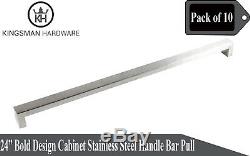 Set of 10 Bold Design Solid Stainless Steel 24 Cabinet Handle Bar Pull