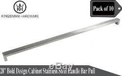 Set of 10 Bold Design Solid Stainless Steel 28 Cabinet Handle Bar Pull