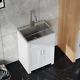 Set Of 24 White Laundry Utility Cabinet With Stainless Steel Sink And Faucet, Usa