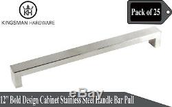 Set of 25 Bold Design Solid Stainless Steel 12 Cabinet Handle Bar Pull