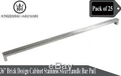 Set of 25 Brick Design Solid Stainless Steel 36 Cabinet Handle Bar Pull