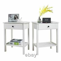 Set of 2 Bed End Table Nightstand Bedside Table Storage Cabinet with Drawer