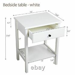 Set of 2 Bed End Table Nightstand Bedside Table Storage Cabinet with Drawer