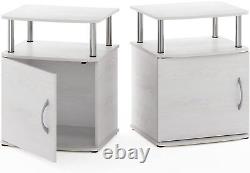 Set of 2 End Table Nightstand Cabinet Bedside Living Room Display Storage White