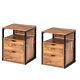 Set Of 2 Nightstand Chest Dresser Cabinet Sofa End Table With 2 Drawers & Shlef