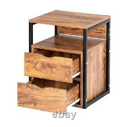 Set of 2 Nightstand Chest Dresser Cabinet Sofa End Table with 2 Drawers & Shlef