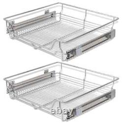 Set of 2 Pull-Out Wire Basket Kitchen Storage Organizer for 23.6 wide Cabinets