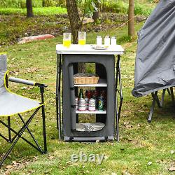 Set of 3 Folding Pop-Up Cupboard Compact Camping Storage Cabinets withCarrying Bag