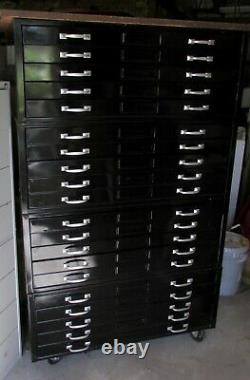 Set of 4 Map Cabinets Flat File Cabinets on Casters. Total of 20 drawers. No top