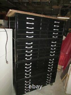 Set of 4 Map Cabinets Flat File Cabinets on Casters. Total of 20 drawers. No top