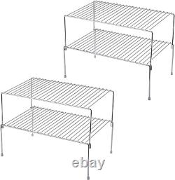 Set of 4 Stackable Freezer Cabinet Storage Shelf Rack, Rustproof Steel Metal Fra